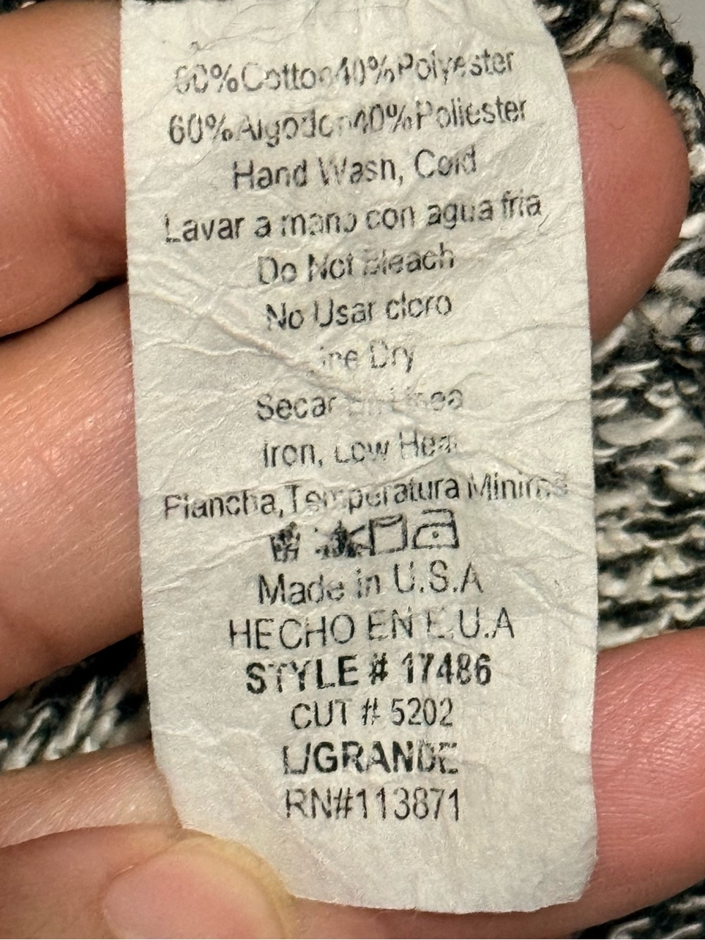 Y2K b Sharp Women’s Cardigan Gray and White Geometric Design Size Large - Picture 6 of 6